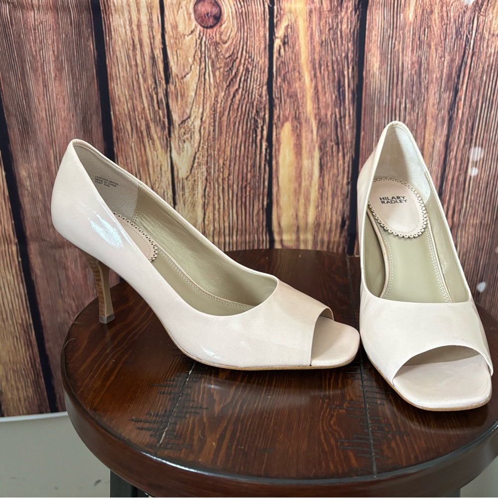Hilary Radley Peep Toe Patent Leather Pumps